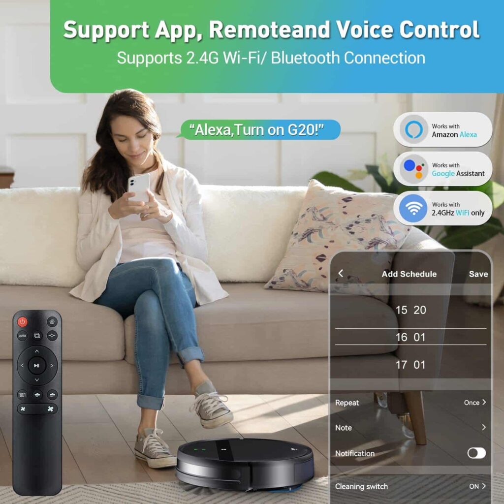 Multi-Control Robot Vacuum (APP, Remote, Voice) - Scheduled Cleaning & Alexa/Google Assistant Compatibility