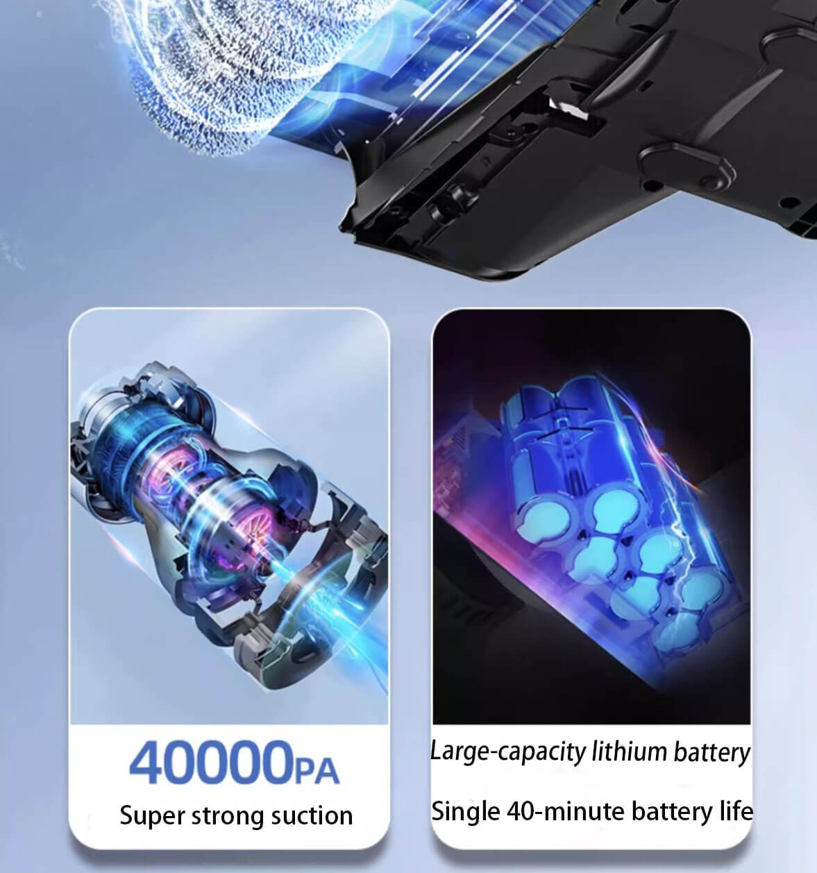 40000PA Strong Suction Floor Scrubber - 40-Minute Battery for Large Home Cleaning