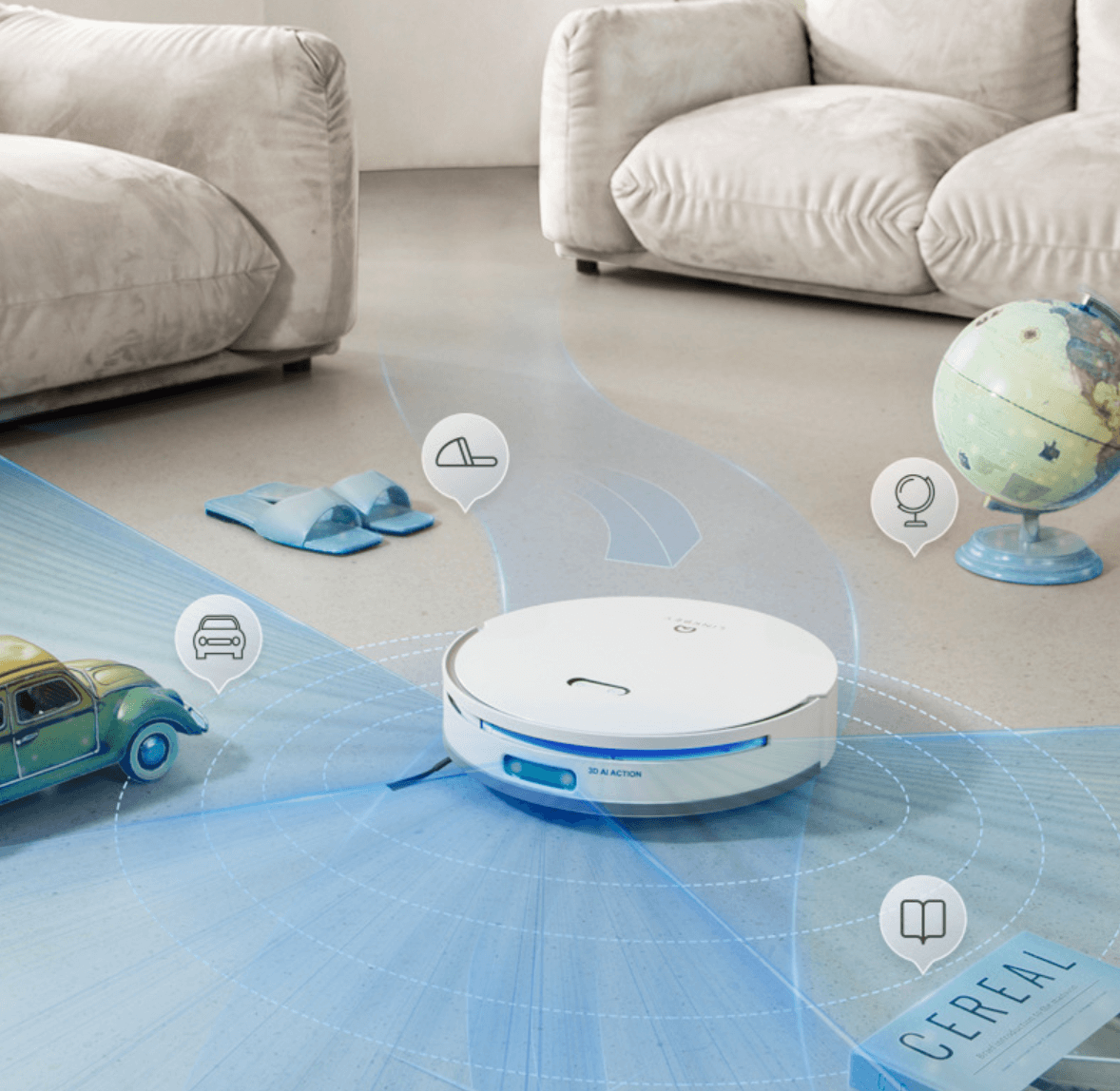 LINKBEY Robot Vacuum Obstacle Avoidance: Identifies Toys, Shoes, Books & Small Daily Items
