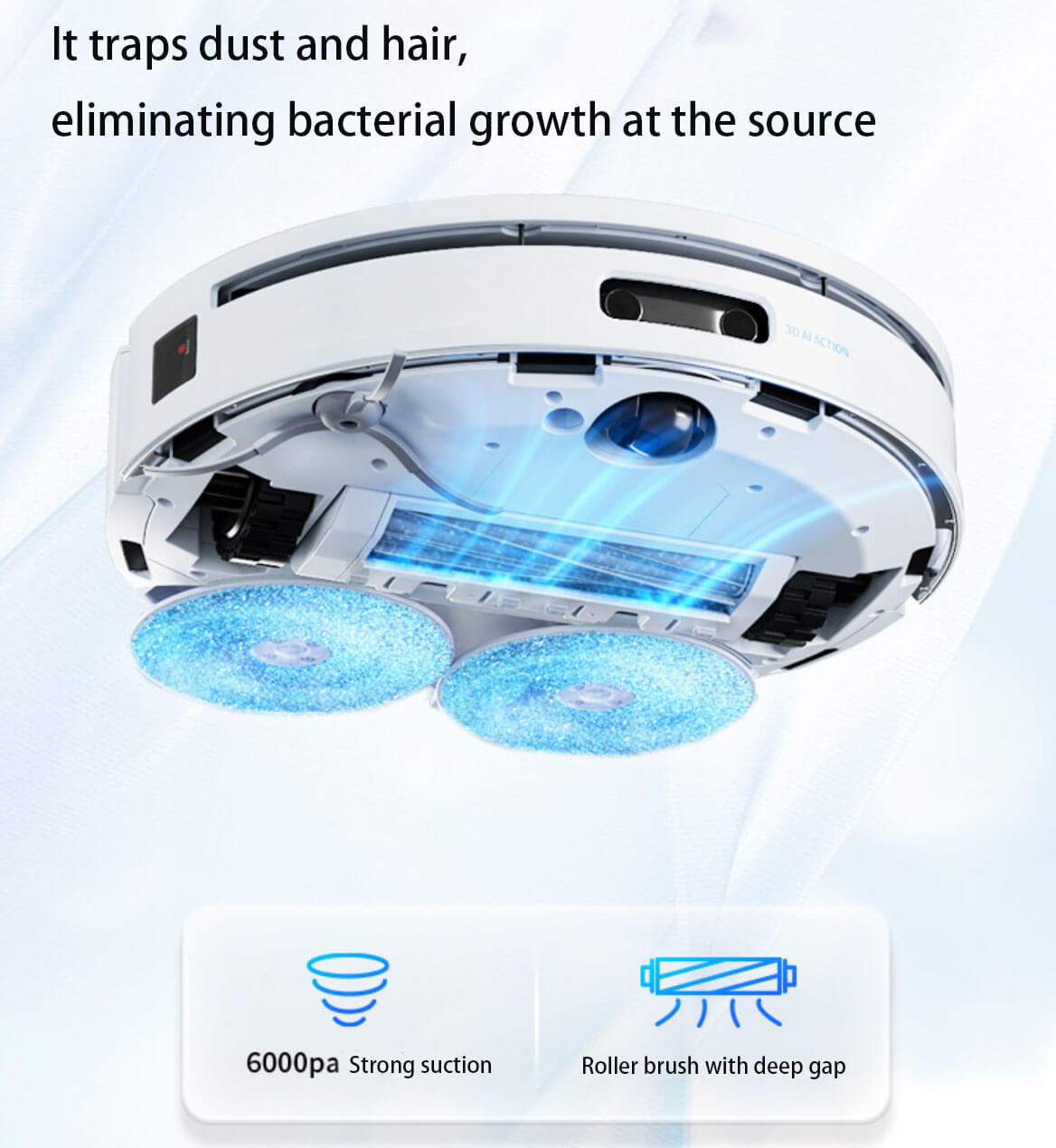 LINKBEY Robot Vacuum 6000Pa Strong Suction & Deep-Gap Roller Brush: Trap Dust, Hair & Debris at the Source